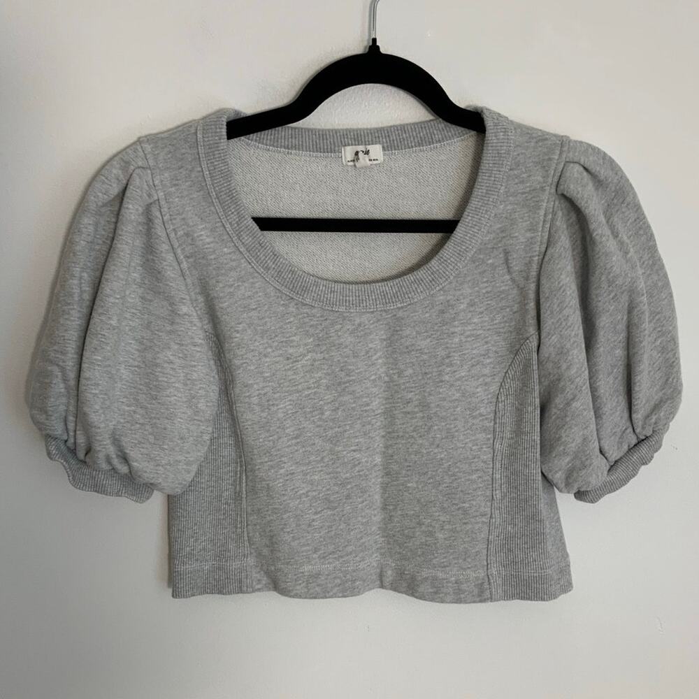 Aerie Grey Bubble sleeve cropped top size xs